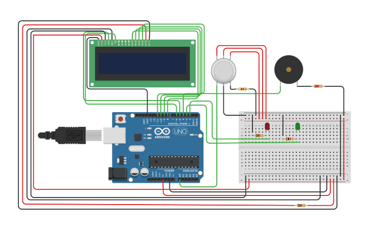 Circuit design gas detector - Tinkercad