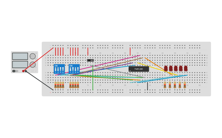 Sumador De Cuatro Bits Con Acarreo Tinkercad