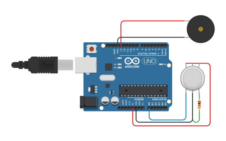 Circuit design Gas Sensor | Tinkercad