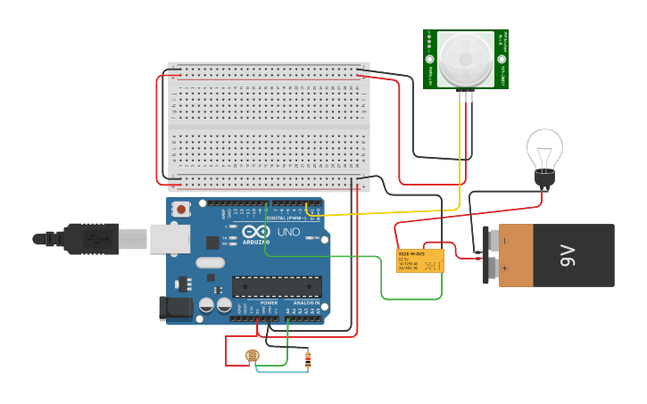 Circuit design Smart Light - Tinkercad
