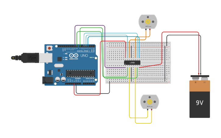 Circuit design Q2) Motor Driver using 2N2222 transistor | Tinkercad