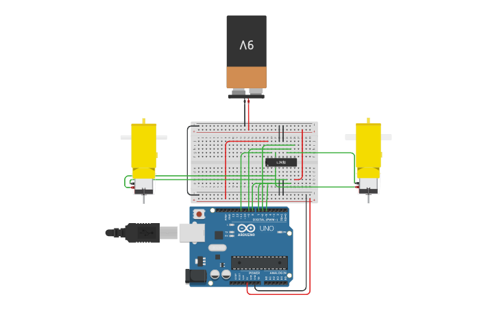Circuit design Lab7_Ex8 (Bluetooth control robot) | Tinkercad