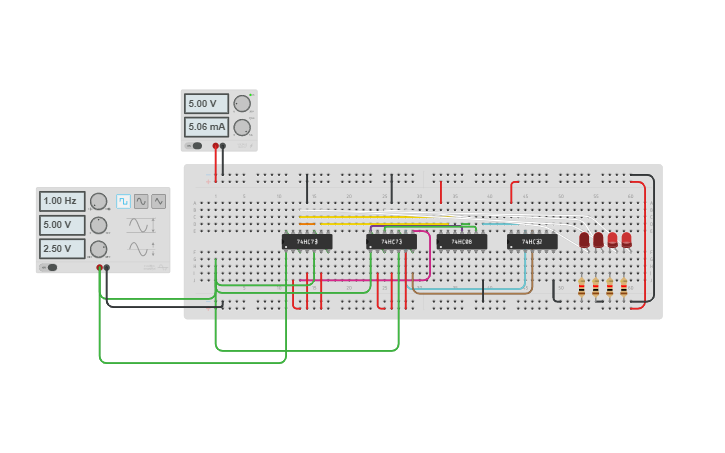 Circuit design MOD 9 synchronous counter(LCD Lab Exam) - Tinkercad