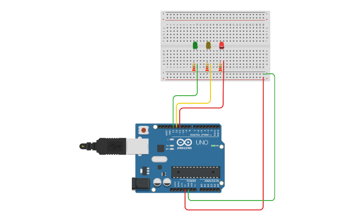 Circuit design Semaforo - Tinkercad