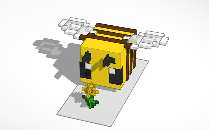 3D design Minecraft bee /w Flower | Tinkercad