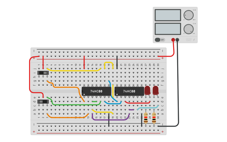 Circuit design Half Adder Using NAND Gate - Tinkercad