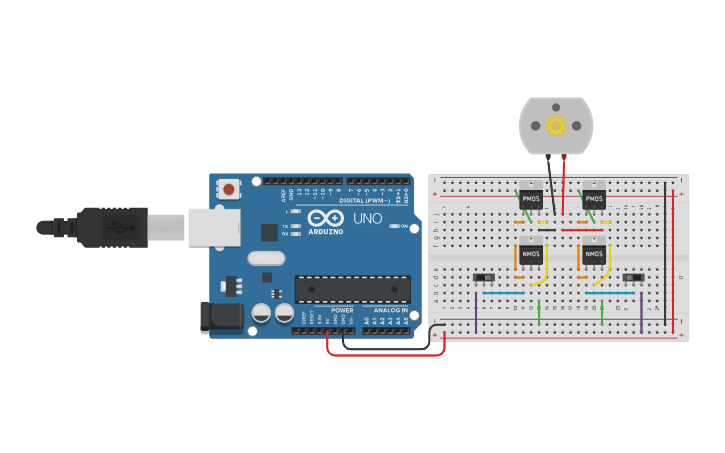 Draw Bridge Arduino Circuit design H Bridge Arduino - Tinkercad