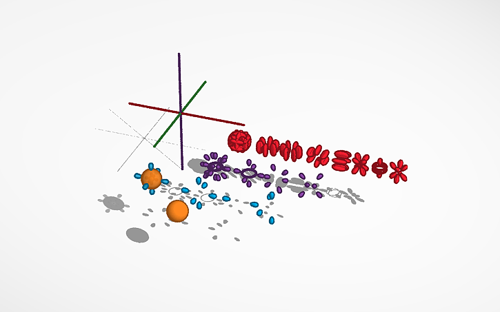 3D design Atoms and their electron clouds - Tinkercad