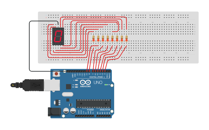 Circuit design 7 Digit Display Circuit - Tinkercad