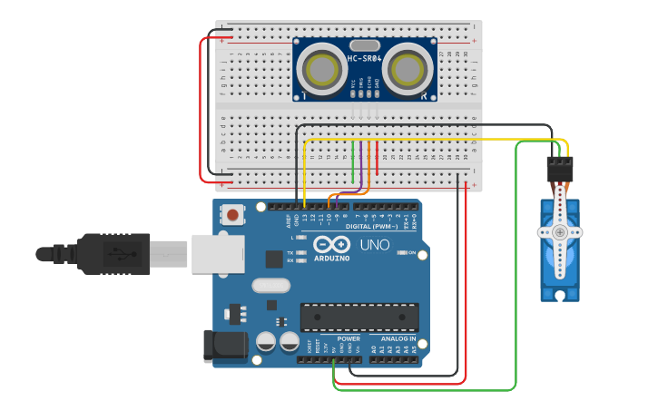 Circuit design เครื่องกดสบู่อัตโนมัติ servo motor กับ arduino - Tinkercad