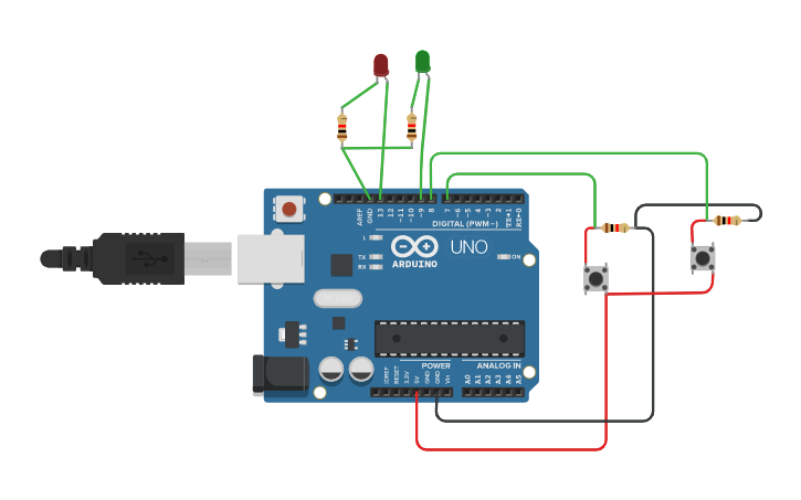 Circuit design Push Button con Arduino - Tinkercad
