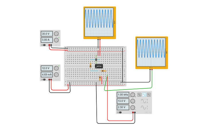 Circuit design Non inverting amplifier - Tinkercad