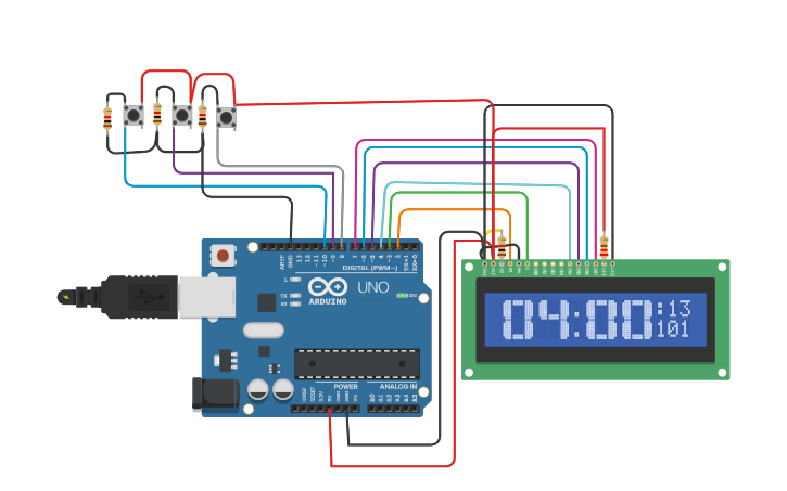 Circuit design CLOCK-TIMER-DATES | Tinkercad