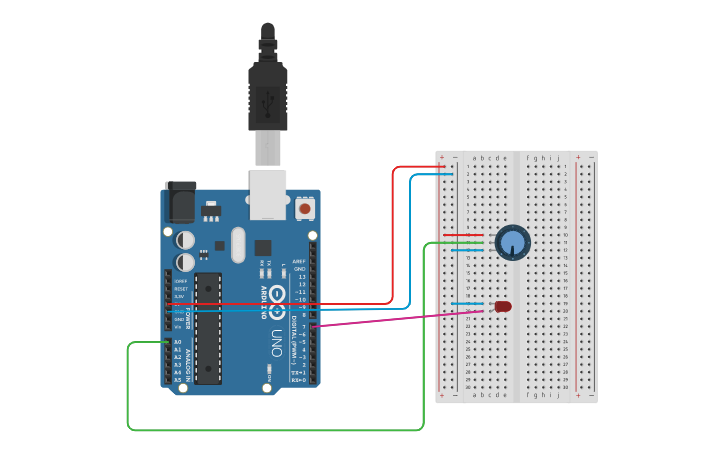 Circuit design Potenciometro | Tinkercad