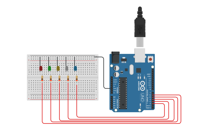 Circuit design Chenillard de Led - Tinkercad