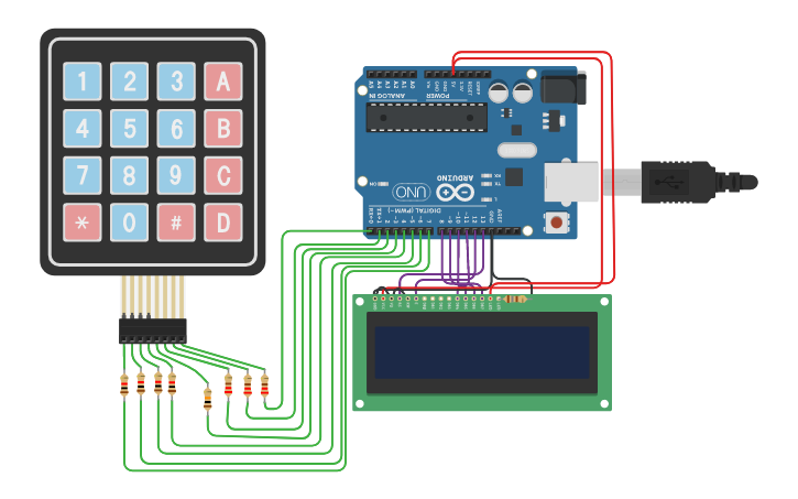 Circuit design Keypad only one analog - Tinkercad