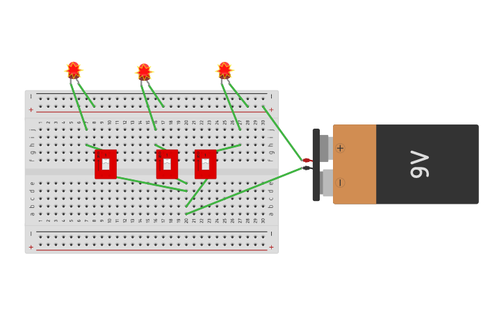 Circuit design Macias 3 - LEDs - parallel connection, use 3 switches ...