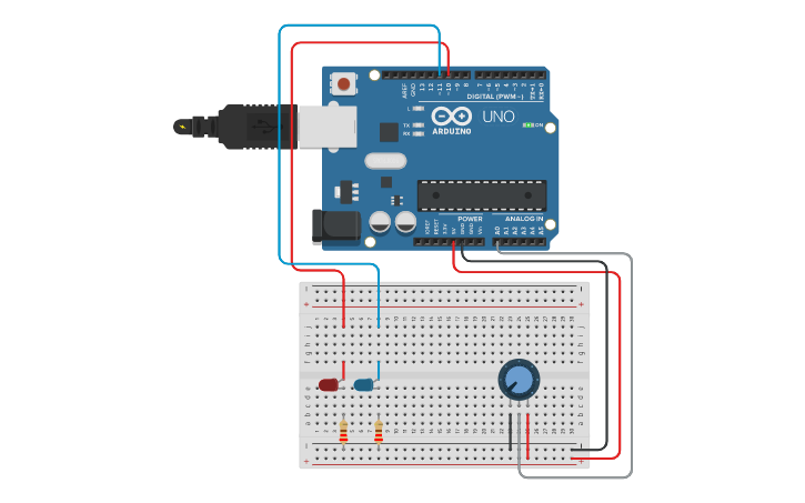 Circuit design Señales PWM | Tinkercad