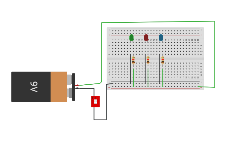Circuit design LEDs en paralelo | Tinkercad