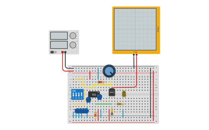 Circuit design TLC555 50% Square wave generator - Tinkercad