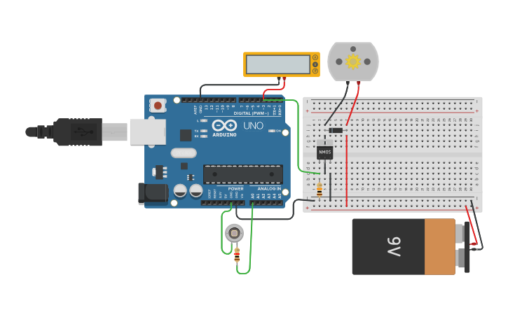 Circuit design automatic curtain system - Tinkercad