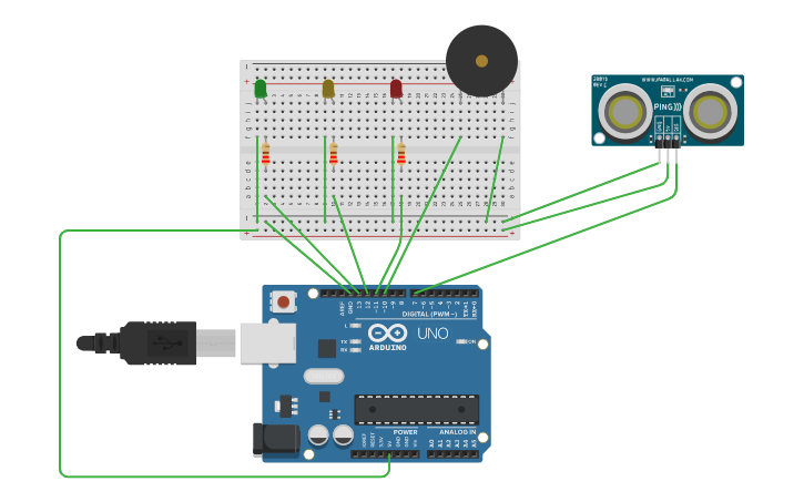Circuit design Copy of Car Parking with Ultrasonic Sensor - Tinkercad