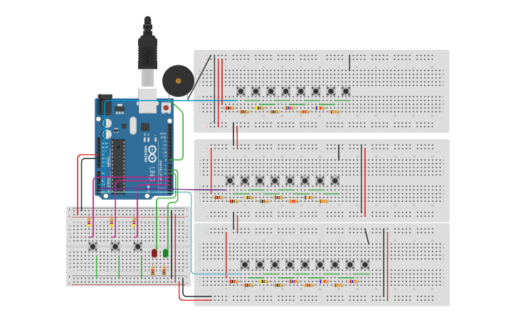 Circuit design iPiano - Tinkercad