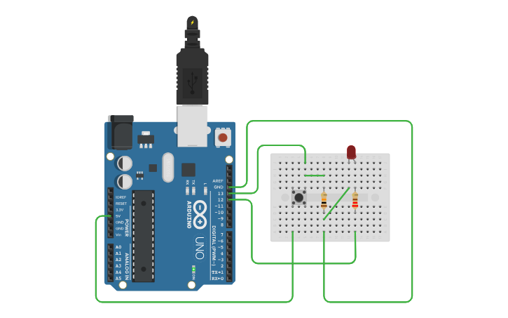 Circuit design 2023 Güz 5. hafta Pull Down Buton - Tinkercad