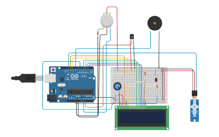 Circuit design Fire Alarm - 18134015 | Tinkercad
