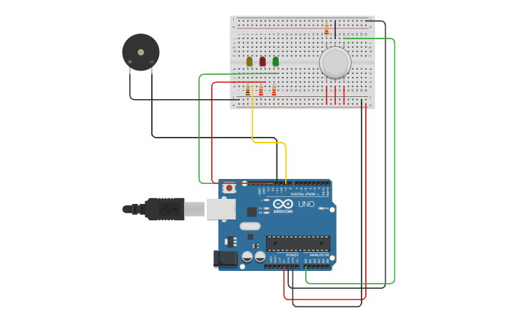 Circuit design Fire alarm Tinkercad