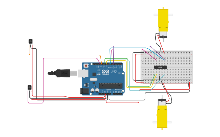 Circuit design Line Follower Robot - Tinkercad