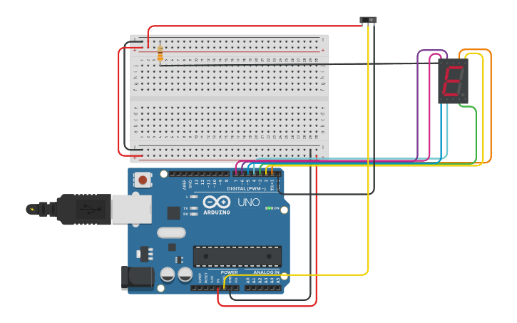 Circuit design Iniciales 7 segmentos - Tinkercad