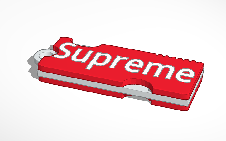 3D design Supreme Keychain | Tinkercad