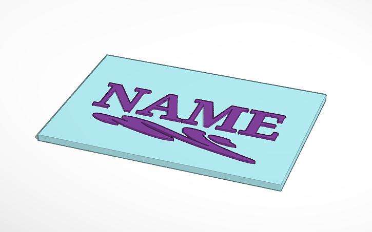 3D design name plate - Tinkercad