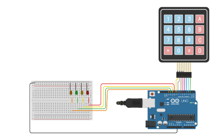 Circuit design Keypad example - Tinkercad