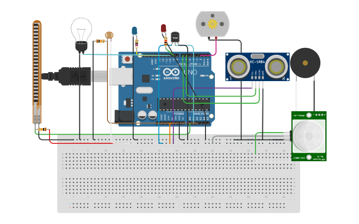 Circuit design All sensors Combined - Tinkercad