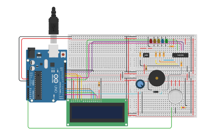 Circuit design Sensor óptico de humo - Tinkercad