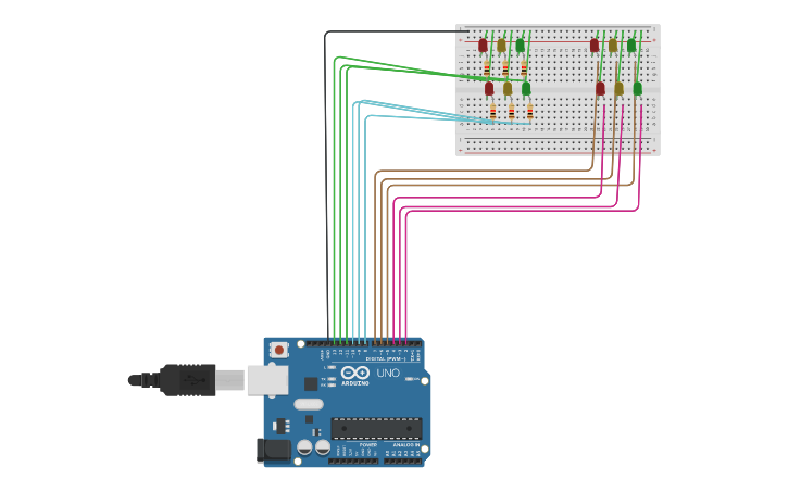 Circuit design Traffic Light | Tinkercad