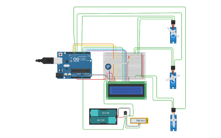 Circuit design sensor de temperatura - Tinkercad