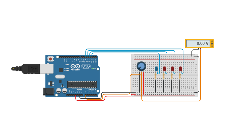 Circuit design Trimmer accensione led | Tinkercad