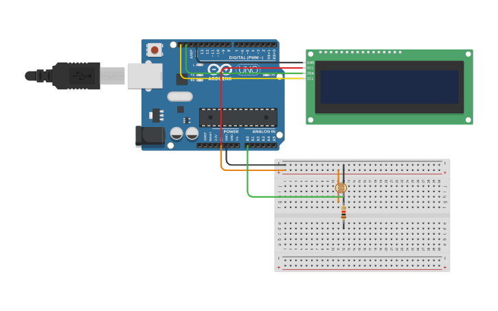 Circuit design Fotorezistör LCD Ekran - Tinkercad
