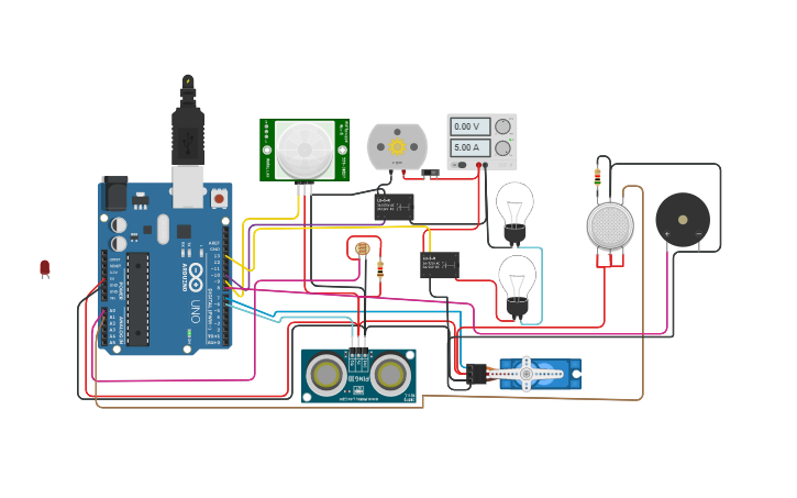 Circuit design Smart home using aurdino - Tinkercad