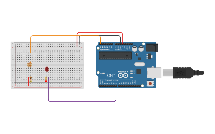 Circuit design Cảm biến ánh sáng - quang điện trở - Tinkercad