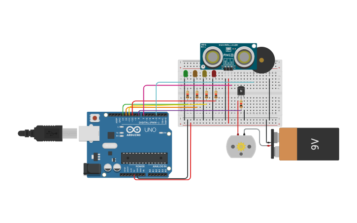 Circuit design Water Level Monitoring System IoT Lab 6 - Tinkercad