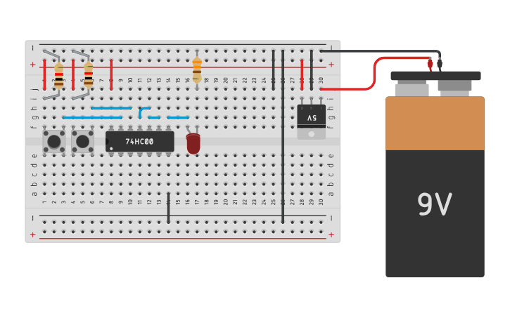 Circuit design AND Logic Gate - Tinkercad