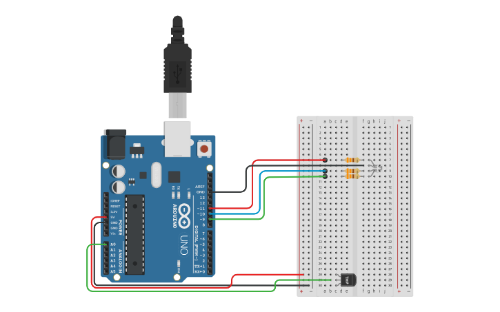 Circuit design Temperature Sensor - Tinkercad