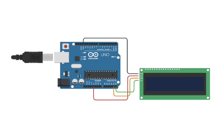 Circuit design LCD - I2C - Tinkercad