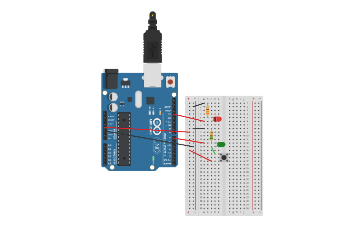 Circuit design double Push button function EDS - Tinkercad