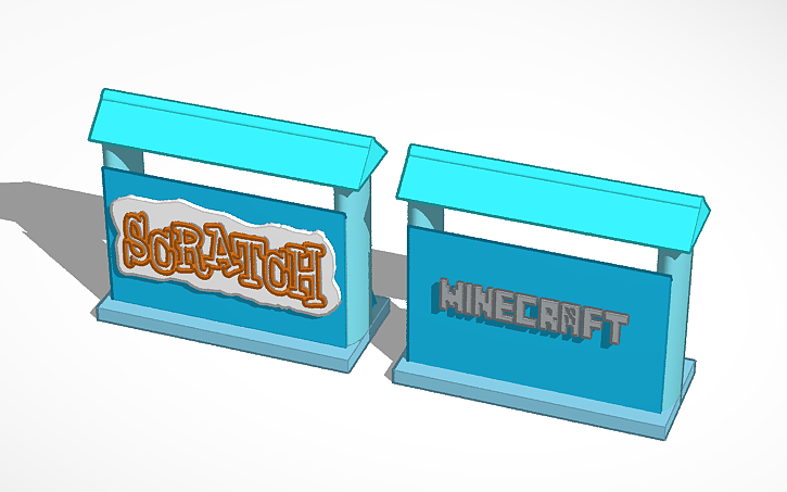 Scratch Minecraft Vector 3D design scratch & minecraft logo | Tinkercad