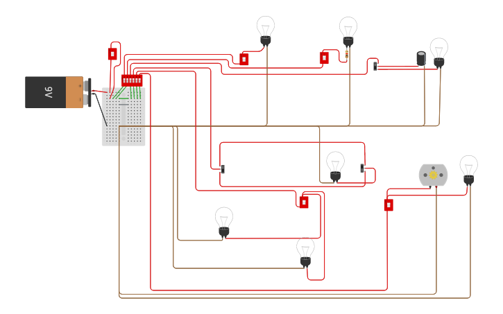 Circuit design Instalacion electrica de una casa - Tinkercad